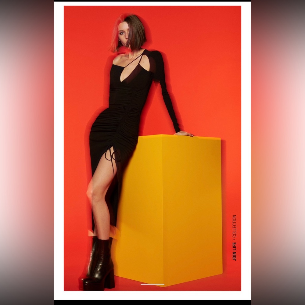 BLOGGER'S FAVE! Zara Black Ruched Midi Dress